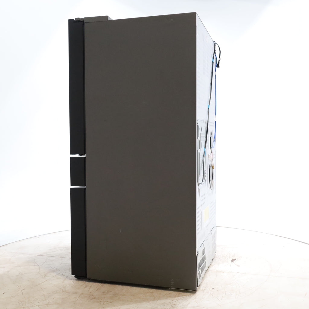 Pictures of Samsung Bespoke 4-Door French Door Refrigerator (29 cu. ft.) – with Top Left and Family Hub™ Panel in Charcoal Glass - and Matte Black Steel Middle and Bottom Door Panels - Open Box - Neu Appliance Outlet - Discount Appliance Outlet in Austin, Tx