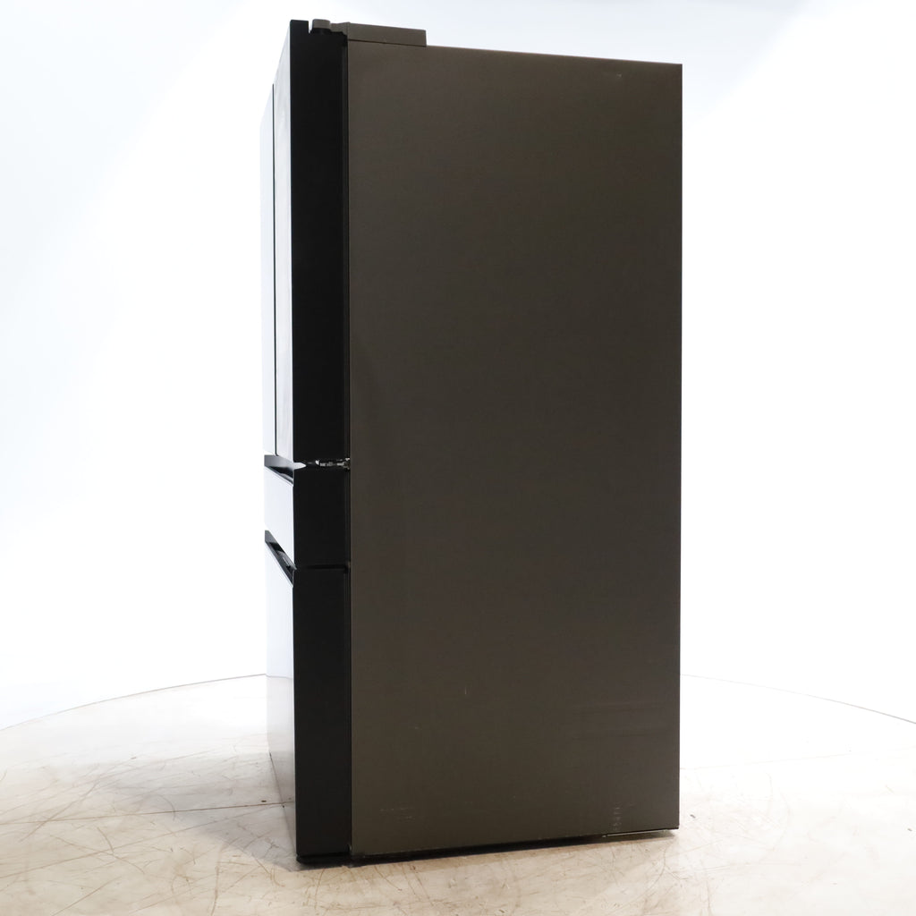 Pictures of Samsung Bespoke 4-Door French Door Refrigerator (29 cu. ft.) – with Top Left and Family Hub™ Panel in Charcoal Glass - and Matte Black Steel Middle and Bottom Door Panels - Open Box - Neu Appliance Outlet - Discount Appliance Outlet in Austin, Tx