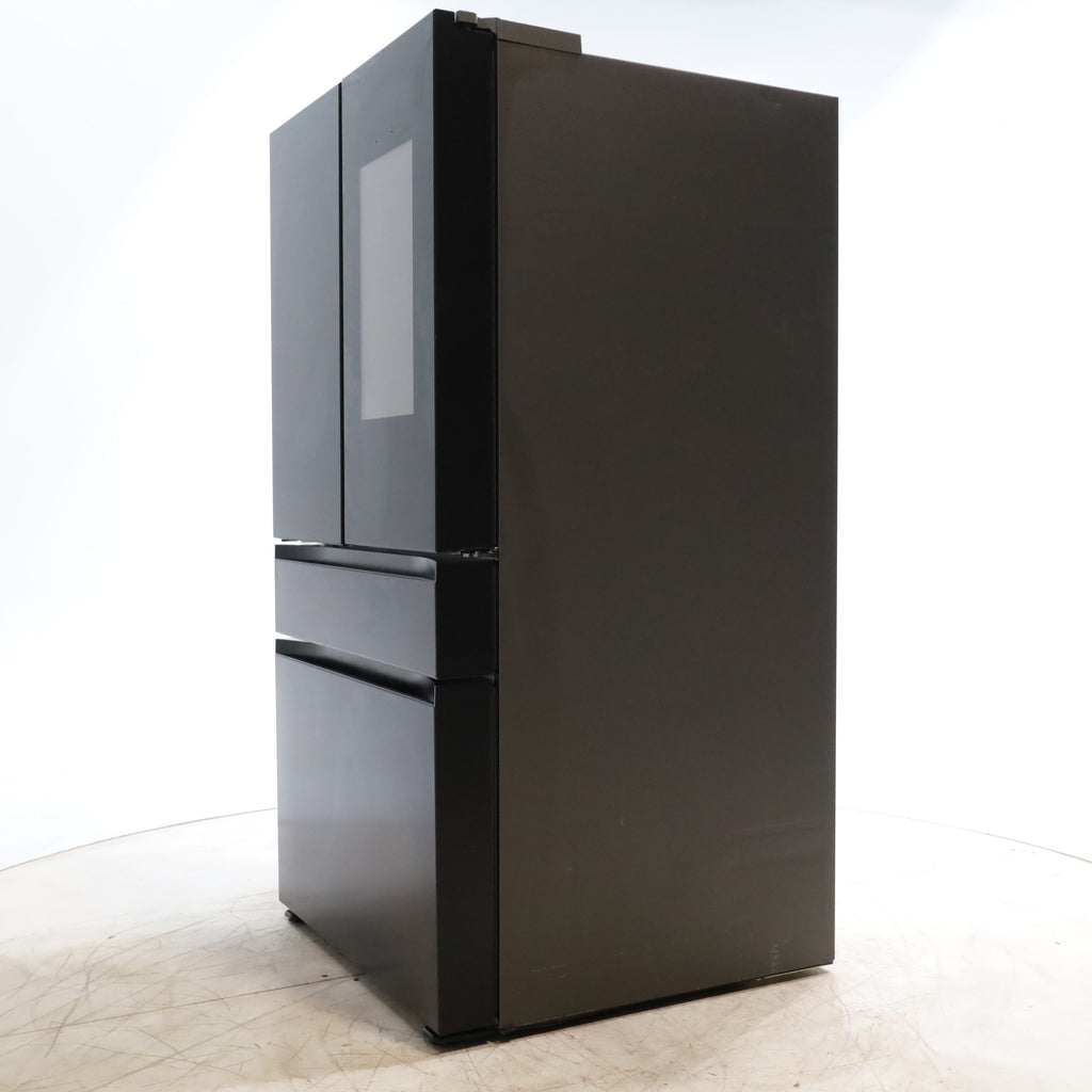 Pictures of Samsung Bespoke 4-Door French Door Refrigerator (29 cu. ft.) – with Top Left and Family Hub™ Panel in Charcoal Glass - and Matte Black Steel Middle and Bottom Door Panels - Open Box - Neu Appliance Outlet - Discount Appliance Outlet in Austin, Tx