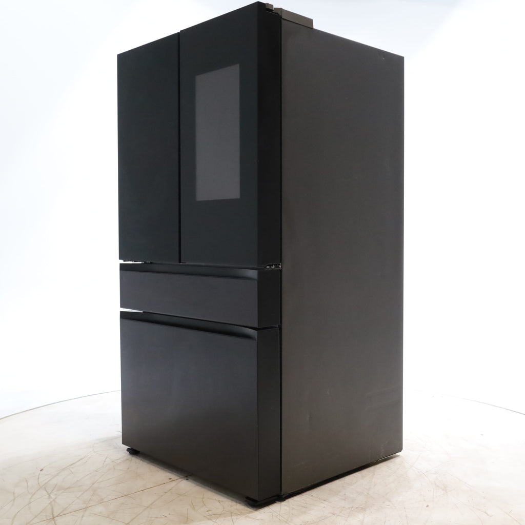 Samsung Bespoke 4-Door French Door Refrigerator (29 cu. ft.) – with Top Left and Family Hub™ Panel in Charcoal Glass - and Matte Black Steel Middle and Bottom Door Panels - Open Box