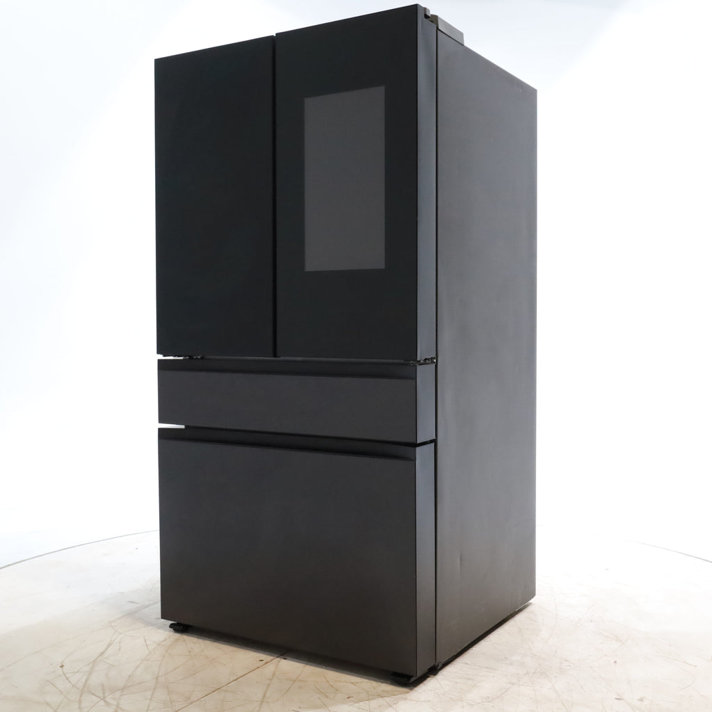 Samsung Bespoke 4-Door French Door Refrigerator (29 cu. ft.) – with Top Left and Family Hub™ Panel in Charcoal Glass - and Matte Black Steel Middle and Bottom Door Panels - Open Box