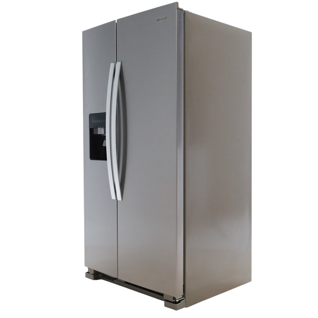 Pictures of Whirlpool 36' Wide Fingerprint Resistant Stainless Steel 24 cu ft Capacity Side By Side Refrigerator with Ice and Water Dispenser - Open Box - Neu Appliance Outlet - Discount Appliance Outlet in Austin, Tx