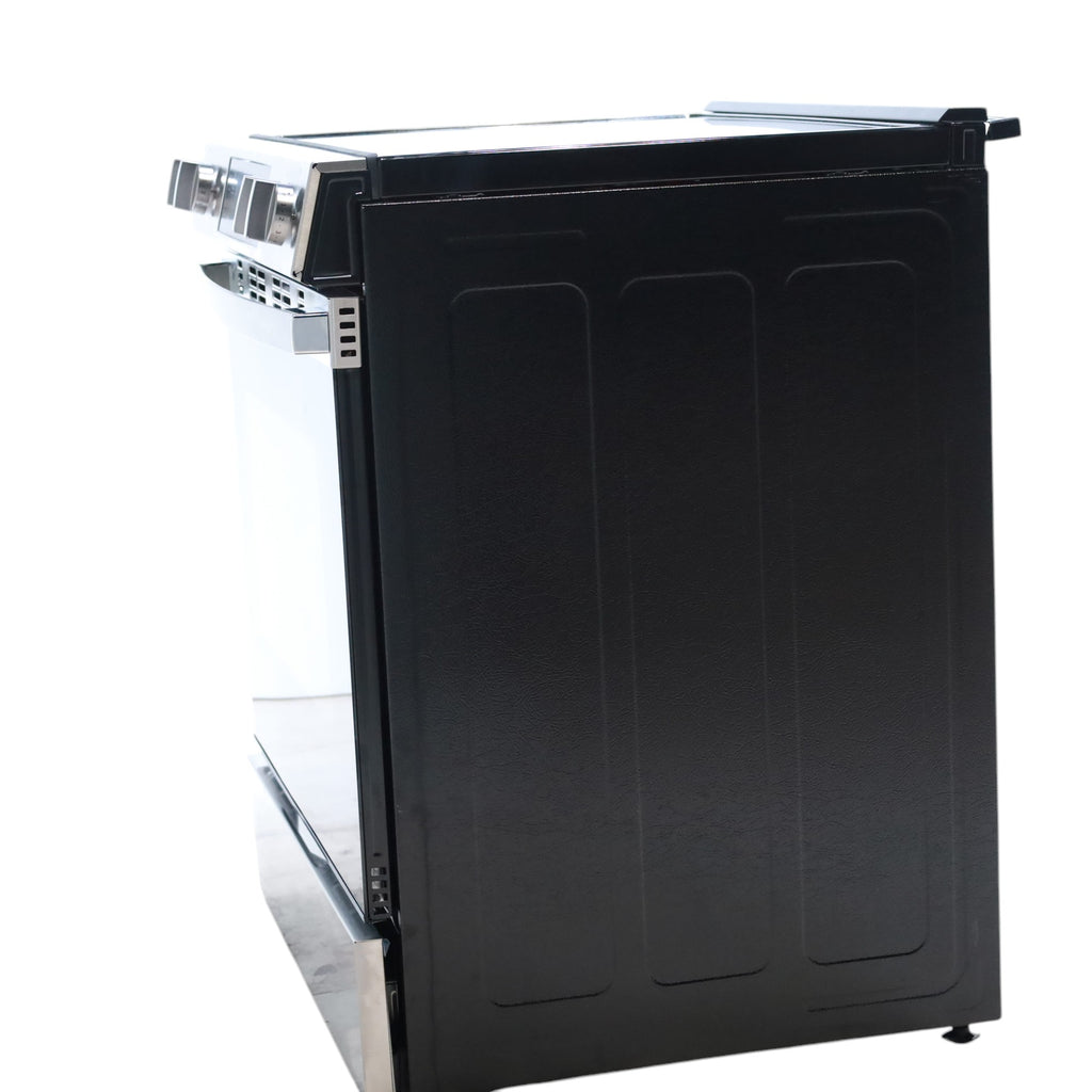 Pictures of GE® Stainless Steel 30" Front Control Slide-In Electric Range with Crisp Mode and 5 Burner Radiant Cooktop - Scratch & Dent - Open Box - Neu Appliance Outlet - Discount Appliance Outlet in Austin, Tx