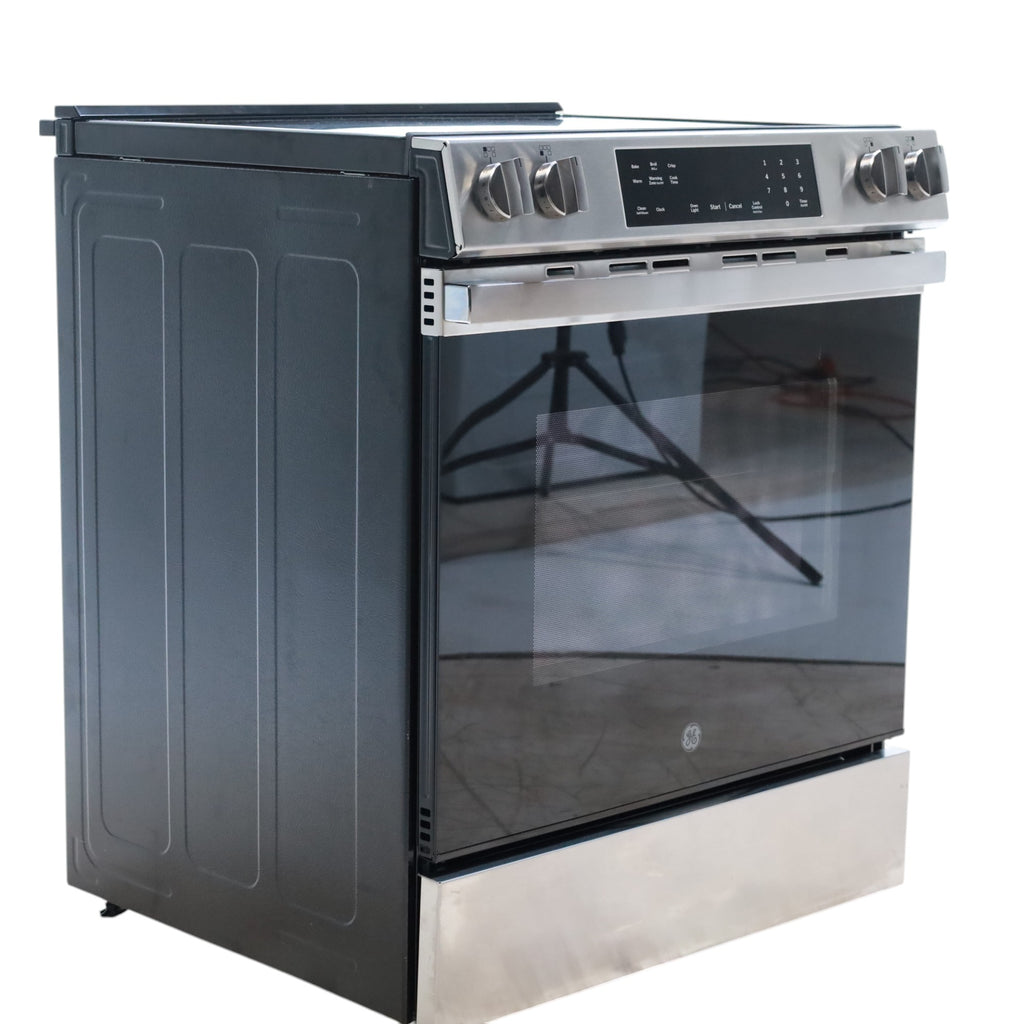 GE® Stainless Steel 30" Front Control Slide-In Electric Range with Crisp Mode and 5 Burner Radiant Cooktop - Scratch & Dent - Open Box