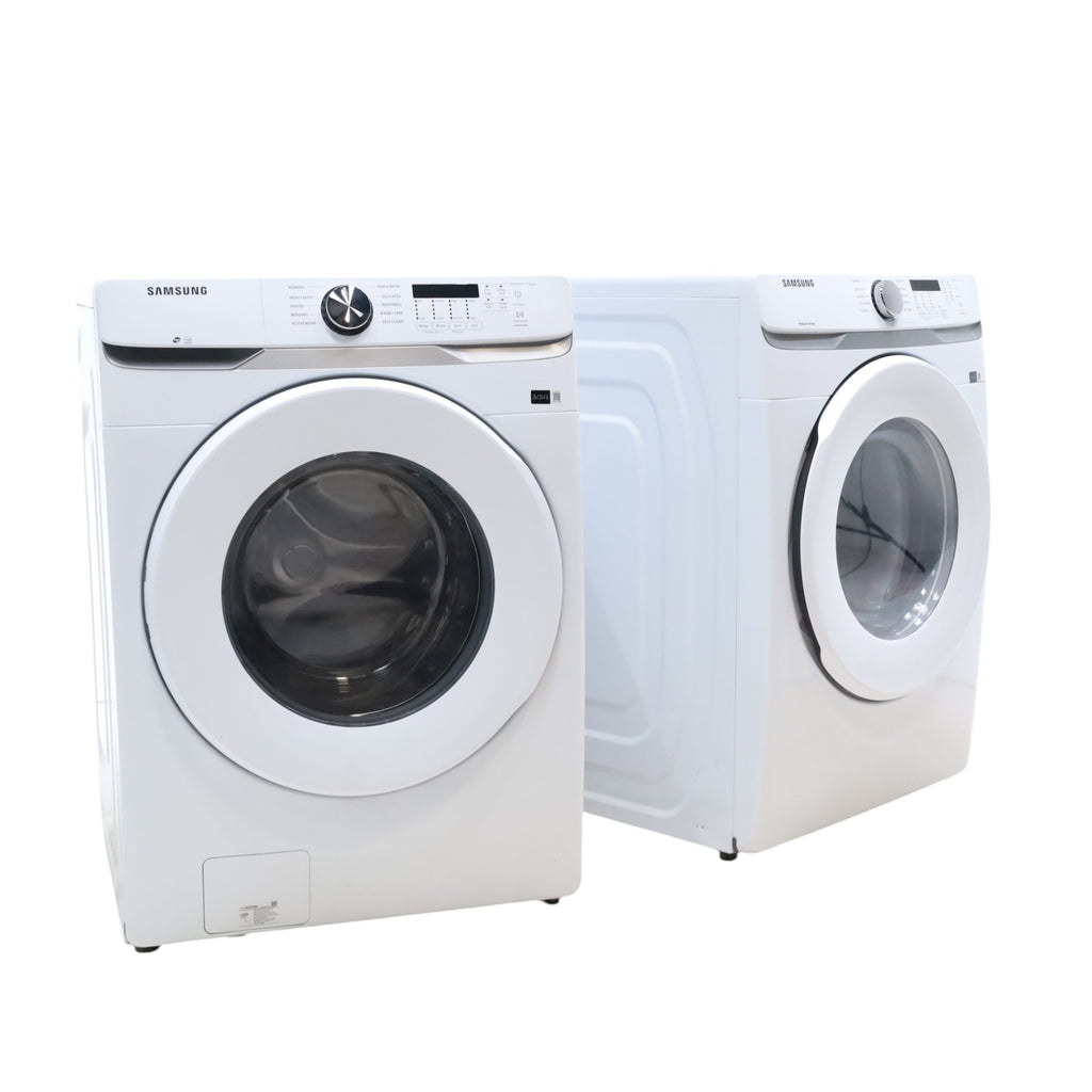 ENERGY STAR Samsung 4.5 cu. ft. Front Load Washer with Vibration Reduction and Samsung 7.5 cu. ft. Front Load Gas with Sensor Dry and Interior Drum Light- Scratch & Dent - Minor