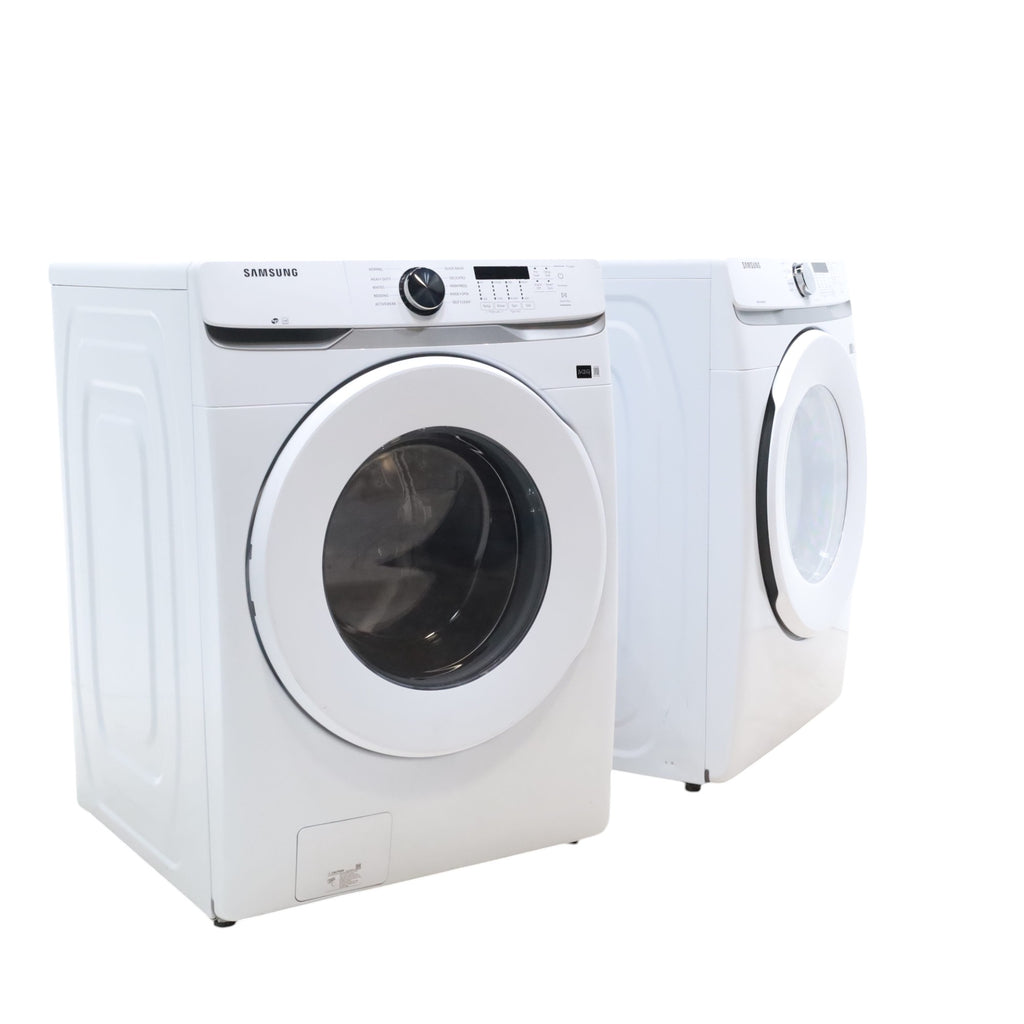 ENERGY STAR Samsung 4.5 cu. ft. Front Load Washer with Vibration Reduction and Samsung 7.5 cu. ft. Front Load Gas with Sensor Dry and Interior Drum Light- Scratch & Dent - Minor