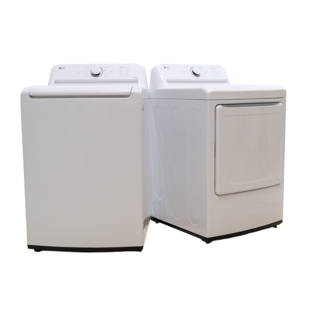 Pictures of ENERGY STAR LG 4.1 cu. ft. Top Load Washing Machine with 4-Way Agitator and ENERGY STAR LG 7.3 cu. ft. Electric Dryer with Smart Diagnosis - Scratch & Dent - Minor - Neu Appliance Outlet - Discount Appliance Outlet in Austin, Tx