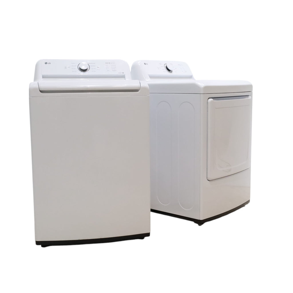 Pictures of ENERGY STAR LG 4.1 cu. ft. Top Load Washing Machine with 4-Way Agitator and ENERGY STAR LG 7.3 cu. ft. Electric Dryer with Smart Diagnosis - Scratch & Dent - Minor - Neu Appliance Outlet - Discount Appliance Outlet in Austin, Tx