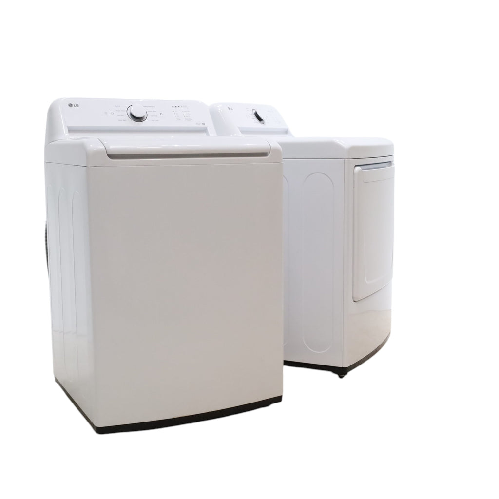 Pictures of ENERGY STAR LG 4.1 cu. ft. Top Load Washing Machine with 4-Way Agitator and ENERGY STAR LG 7.3 cu. ft. Electric Dryer with Smart Diagnosis - Scratch & Dent - Minor - Neu Appliance Outlet - Discount Appliance Outlet in Austin, Tx