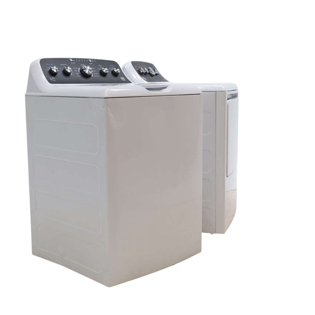 GE 4.5 cu. ft. Capacity Washer with Stainless Steel Basket, Cold Plus and Wash Boost and GE 7.2 cu. ft. Capacity Electric Dryer with Up To 120 ft. Venting and Extended Tumble - Scratch & Dent - Minor