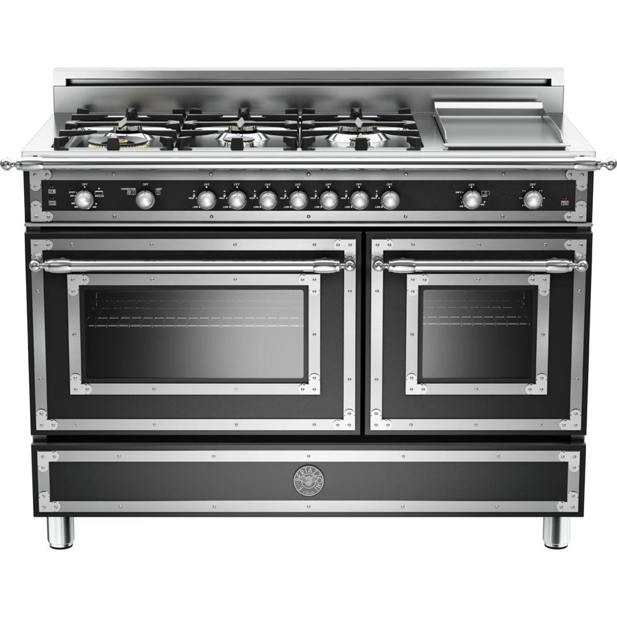 Bertazzoni Freestanding Double Oven Gas Convection Range in Black HER486GGASNE - Scratch & Dent (Minor)
