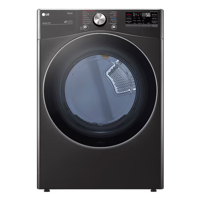 LG TurboSteam 7.4-cu ft Stackable Vented Gas Dryer with Steam Cycle in Black Steel DLGX4201B - Scratch & Dent (Minor)