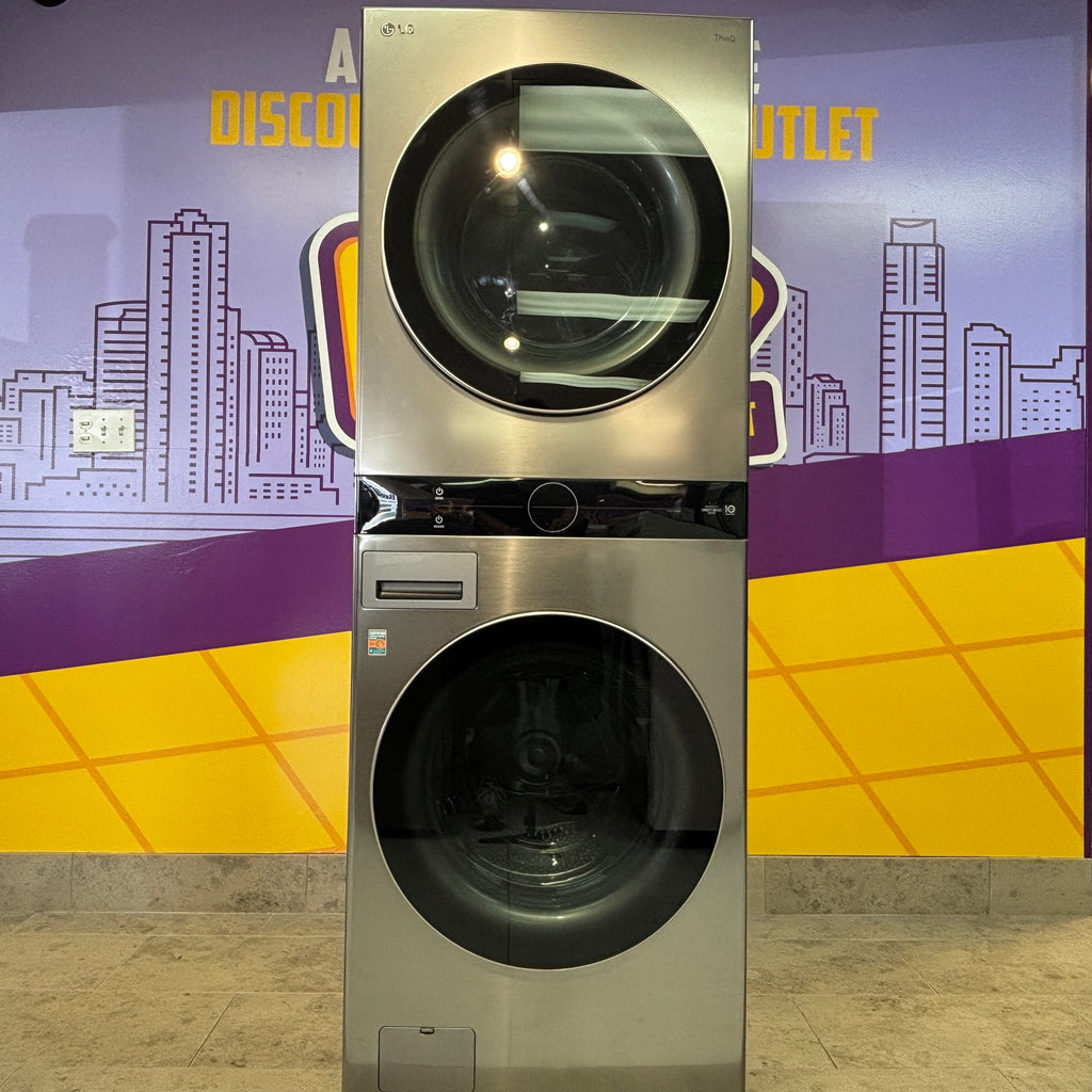 Pictures of LG Graphite Steel Front Load WashTower Single Unit with Center Controls 4.5 Cu. Ft. Washer and 7.4 Cu. Ft. Dryer WKE100HVA - Scratch and Dent (Minor) - Neu Appliance Outlet - Discount Appliance Outlet in Austin, Tx