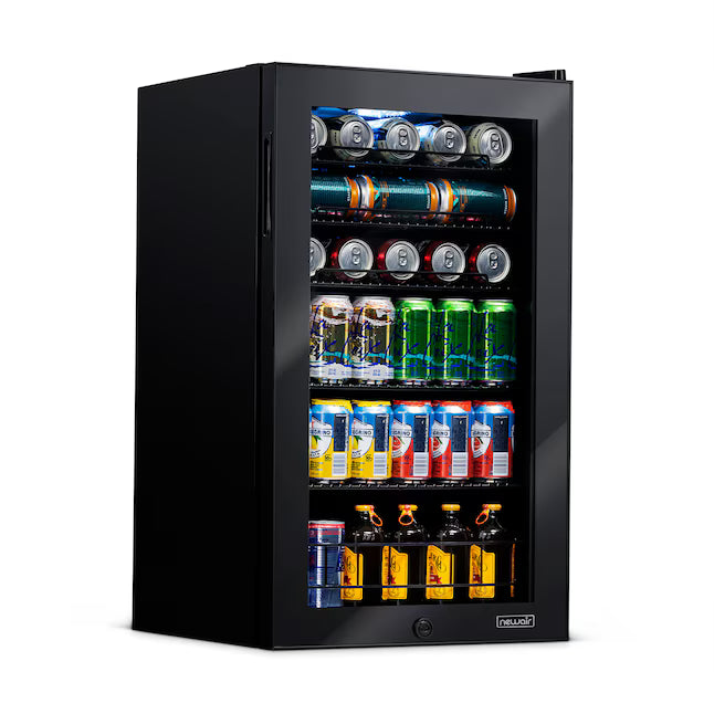 NewAir 18.80-in W 126 -Can Capacity Black Freestanding Indoor Beverage Refrigerator with Glass Door 251311SD925 - AB-1200B - Open Box