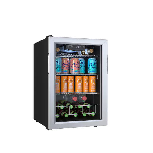 EdgeStar 17.00-in W 80-Can Capacity Black Cabinet Stainless Steel Door Freestanding Indoor Beverage Refrigerator with Glass Door BWC91SS - Scratch & Dent (Minor)