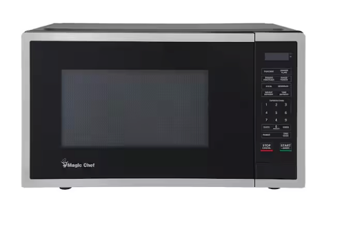 Magic Chef 18.6 in W, 0.9 cu. ft. Countertop Microwave, in Stainless Steel with 900-Watt Cooking Power HMM990ST3 - Scratch & Dent (Moderate)