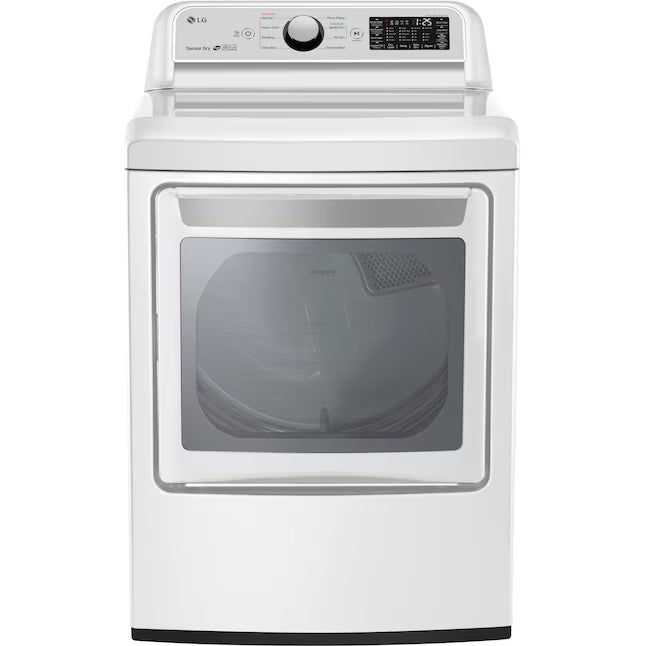 LG 5.5 cu. ft. Mega Capacity Smart Wi-Fi Enabled Top Load Washer with Impeller WT7400CW - Certified Refurbished and LG 7.3 cu. ft. Ultra Large Capacity Smart Wi-Fi Enabled Electric Dryer with Sensor Dry Technology DLE7300WE - Certified Refurbished