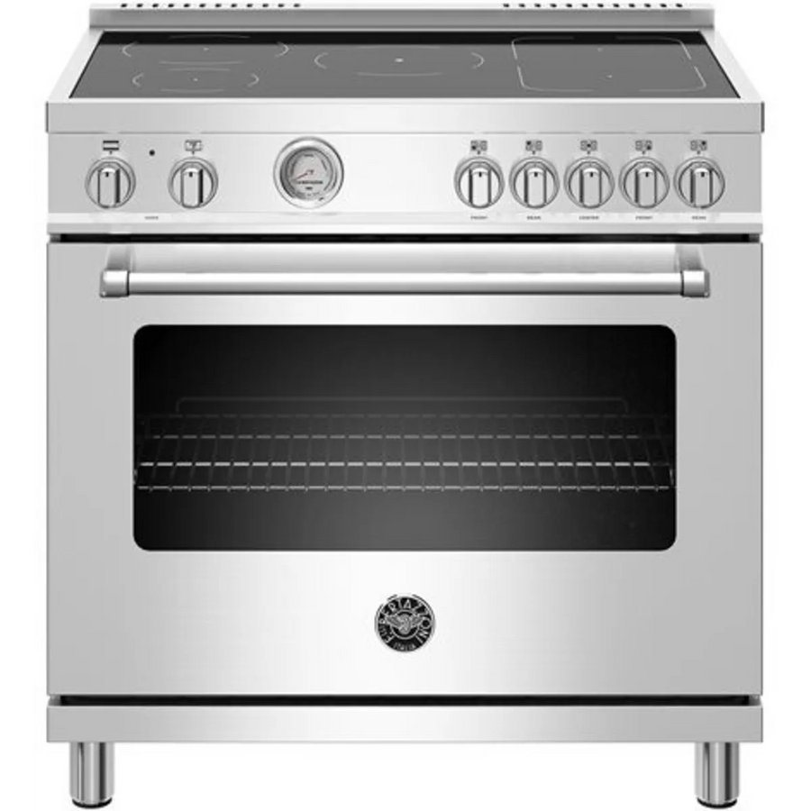 Bertazzoni 36 Inch Induction Master Series Range with 5 Induction Zones Manual, 5.9 cu. ft. Capacity, and Viewing Window MAST365INMXE - Scratch & Dent (Minor)