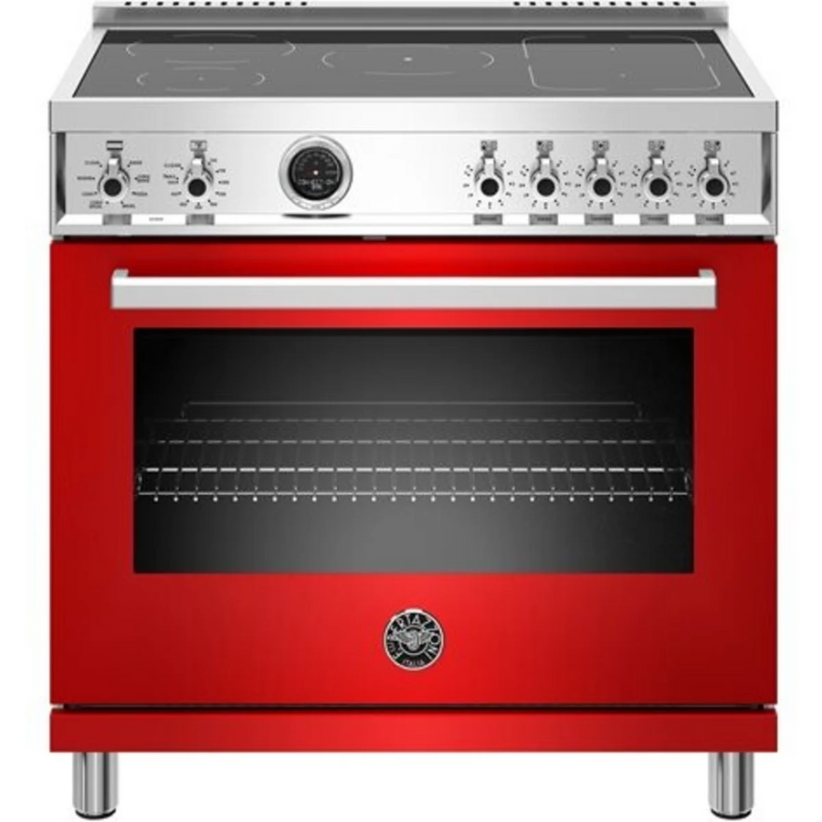 Bertazzoni Professional Induction Range with 5 Element Burners, 5.7 Cu. Ft. Oven Capacity, Self Clean, Food Temperature Probe, and Elegant Digital Gauge PROF365INSROT - Scratch & Dent (Minor)