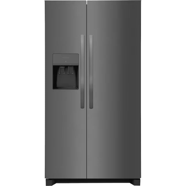Frigidaire 25.6-cu ft Standard-Depth 36-in Wide Side-by-Side Refrigerator with Ice Maker, Water and Ice Dispenser in Black Stainless Steel FRSS2623AD - Scratch & Dent (Minor)