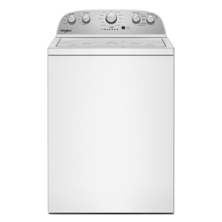 Whirlpool 3.8 cu. ft. Top Load Washer with Stainless Steel Wash Basket and 360 Wash Agitator WTW4816TW - Open Box and Whirlpool White Electric Extra Large 7.0 Cu. Ft. Dryer with Wrinkle Shield WED4815EW - Open Box