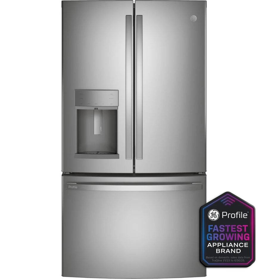 GE Profile™ ENERGY STAR® 22.1 Cu. Ft. Counter-Depth Fingerprint Resistant Stainless French-Door Refrigerator with Hands-Free AutoFill PYE22KYNFS - Certified Refurbished