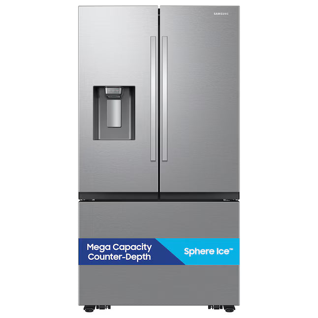 Samsung Bespoke AI Counter-Depth Sphere Ice 26-cu ft 36-in Wide French Door Refrigerator with Dual Ice Maker ( Fingerprint Resistant Stainless Steel ) ENERGY STAR Certified RF70F27SER - Scratch & Dent (Moderate)