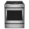 Pictures of KitchenAid Glass Top 5 burners 6.4-cu ft Convection Oven Slide-In Electric Range in Stainless Steel 22131SD66 - KSEG700ESS - Scratch & Dent (Minor) - Neu Appliance Outlet - Discount Appliance Outlet in Austin, Tx