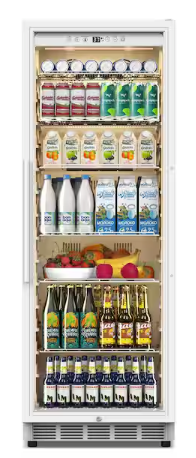 SOZT 23.54 in. Single Zone 588-Cans Commercial Beverage Cooler in White with Adjustable Shelves and LED Lights FM24WS - Scratch & Dent (Moderate)