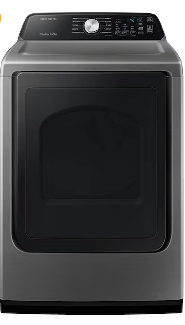 Samsung 4.7 cu. ft. Large Capacity Smart Top Load Washer with Active WaterJet in Brushed Black WA47CG3500AVA4 - Scratch & Dent (Minor) and Samsung Platinum Electric 7.4 Cu. Ft. Dryer with Sensor Dry DVE45T3400P - Certified Refurbished