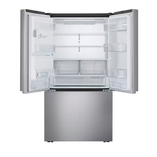 LG Counter-Depth 25.5-cu ft 36-in Wide French Door Refrigerator with Ice Maker ENERGY STAR Certified in PrintProof Stainless Steel LF26C6230V - Scratch & Dent (Moderate)