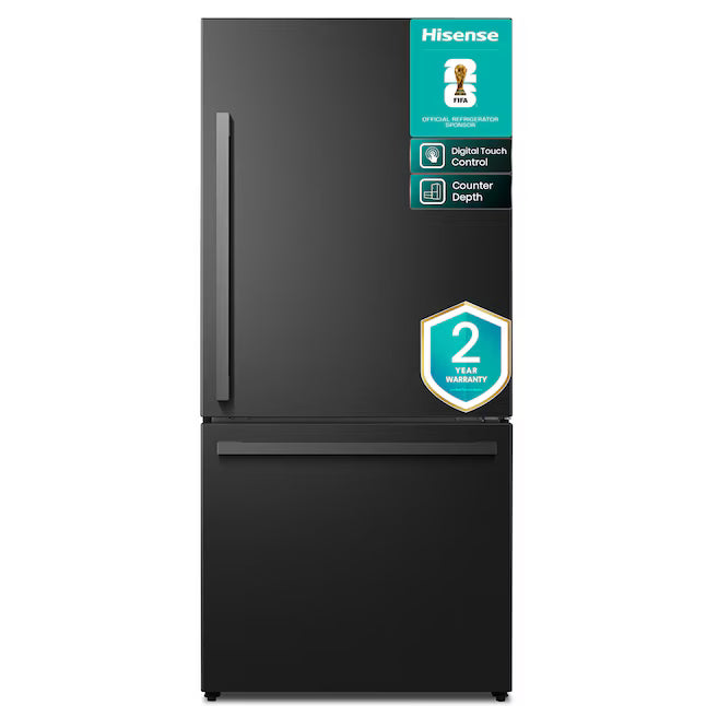 Hisense PureSpace 17.2-cu ft Counter-Depth 32-in Wide Bottom-Freezer Refrigerator in Fingerprint Resistant Stainless Steel 22321471 - HRB171N6ABE - Scratch & Dent (Moderate)