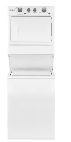 Whirlpool Long Vent Stacked 3.5 Cu. Ft. Laundry Center with 9 Wash Cycles, Auto Dry Technology, and Dual Action Agitator with Fabric Softener Dispenser WETLV27HW - Certified Refurbished