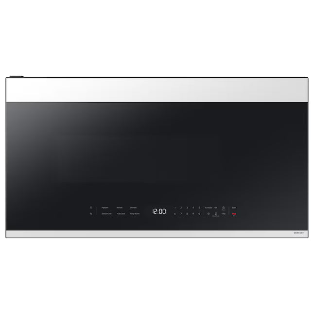 Samsung Bespoke 2.1-cu ft Over-the-Range Microwave with Sensor Cooking in White Glass ME21DB650012 - Open Box