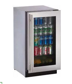 U-Line 3.6 cu. ft. Built-in Refrigerator with 4 Adjustable Glass Shelves, Glass Door, LED Lighting, Convection Cooling System, and Clear Crisper Drawer U-2218RGLS-00B - Scratch & Dent (Moderate)
