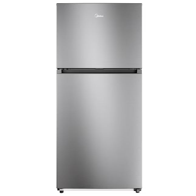 Midea Fingerprint Resistant 20.5-cu ft Standard-Depth 30-in Wide Top-Freezer Refrigerator Garage Ready ENERGY STAR Certified in Stainless Steel MRT21D3BST - Scratch & Dent (Minor)