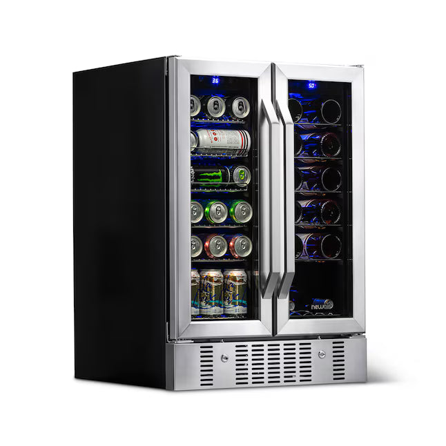 NewAir 23.50-in W 18-Bottles Dual Zone Cooling Built-in/Freestanding Indoor Wine Cooler in Stainless Steel 251315SD1095 - AWB-360DB - Scratch & Dent (Minor)