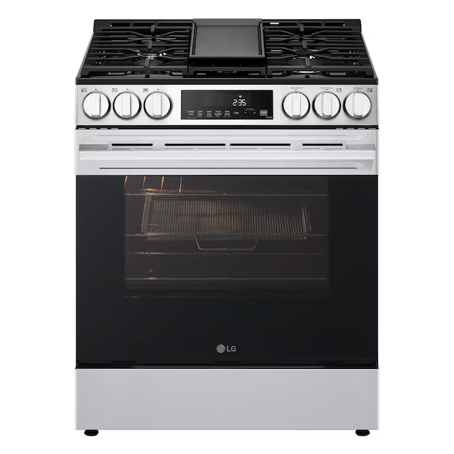 LG 5.8 cu.ft. Smart Propane-Converted Single Oven Slide-in Range, Air Fry, Fan Convection, EasyClean®, Self Clean, ThinQ®, Printproof® Stainless Steel LSGL5833X - Scratch & Dent (Minor)