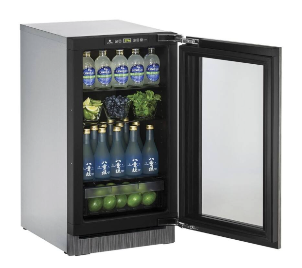 U-Line 3.6 cu. ft. Built-in Refrigerator with 4 Adjustable Glass Shelves, Glass Door, LED Lighting, Convection Cooling System, and Clear Crisper Drawer U-2218RGLINT-00B - Scratch & Dent (Minor)