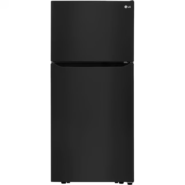 LG 30 Inch Wide Black 20.2 cu ft ENERGY STAR Top Freezer and Bottom Refrigerator with LED Lighting and Adjustable Glass Shelving LTCS20020B - Scratch & Dent (Minor)