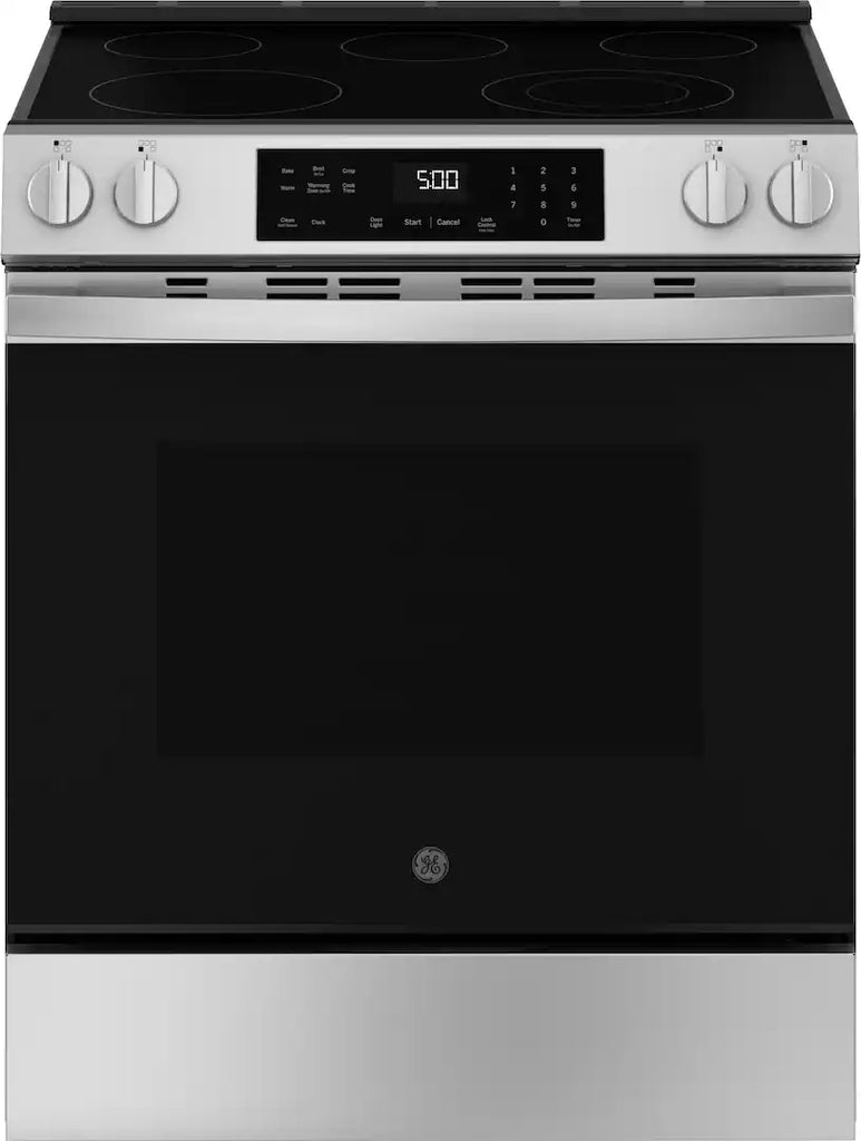 Pictures of GE® Stainless Steel Front Control Slide-In Electric Range with Crisp Mode and 5 Burner Radiant Cooktop 251310SD910 - GRS500PV2SS - Scratch & Dent (Minor) - Neu Appliance Outlet - Discount Appliance Outlet in Austin, Tx