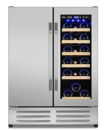 Pictures of Velivi 24 in.Dual Zone 20-Wine Bottles and 88-Can Built-In and Freestanding with French Door Beverage Cooler in Stainless Steel 251315SD1077 - KMYL 120-2 - Scratch & Dent (Moderate) - Neu Appliance Outlet - Discount Appliance Outlet in Austin, Tx