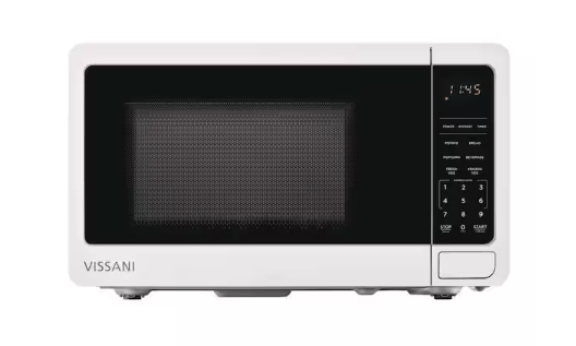 Vissani 0.7 cu. ft. Electric 700-W Countertop Microwave in White with Turntable, 6-Heating Functions, and 2-Step Lock System B20PX78 - Open Box