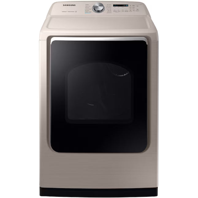 Samsung High Efficiency Extra Large ( 5.4-cu ft ) Top-Load Washer with Steam Cycle in Champagne WA54R7600AC - Certified Refurbished and Samsung 7.4-cu ft Vented Electric Dryer with Steam Cycle in Champagne DVE54R7600C - Certified Refurbished