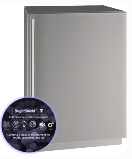 U-Line 24 Inch Undercounter Refrigerator with 5.2 cu. ft. Capacity, 94-Bottle Capacity, 148-Can Capacity, LED Lighting, Digital Touch Pad Control, Convection Cooling, and Reversible Soft Close Door UHRE524SS81A - Scratch & Dent (Minor)