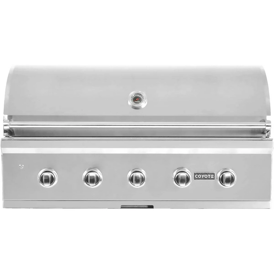 Coyote 42 Inch Built-In Grill with 5 Infinity Burners™, 1275 sq. in. Cooking Surface, Interior Grill Lighting and Integrated Wing Guard C2C42NG - Scratch & Dent (Minor)