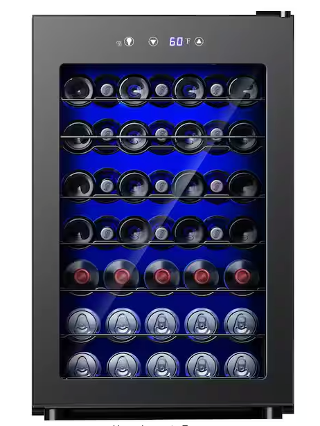 SIMLIFE 20.3in. Digital Control 45-Bottle Wine Cooler in Black,Cellar Cooling Unit,Undercounter/ Freestanding,Adjustable Shelves WC-145 - Scratch & Dent (Minor)