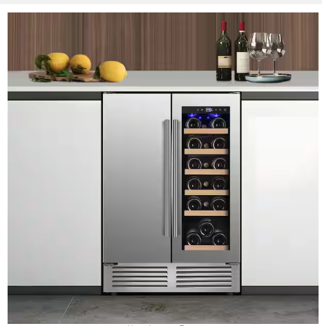 Nipus 24 in. Built-in Dual Zone 18 Bottle and 80 Can Wine and Beverage Cooler with Four Door Handles Wine Fridge in Silver 251312SD1029 - NPDUAL01 - Open Box