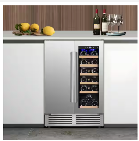 Pictures of Nipus 24 in. Built-in Dual Zone 18 Bottle and 80 Can Wine and Beverage Cooler with Four Door Handles Wine Fridge in Silver 251312SD1029 - NPDUAL01 - Open Box - Neu Appliance Outlet - Discount Appliance Outlet in Austin, Tx