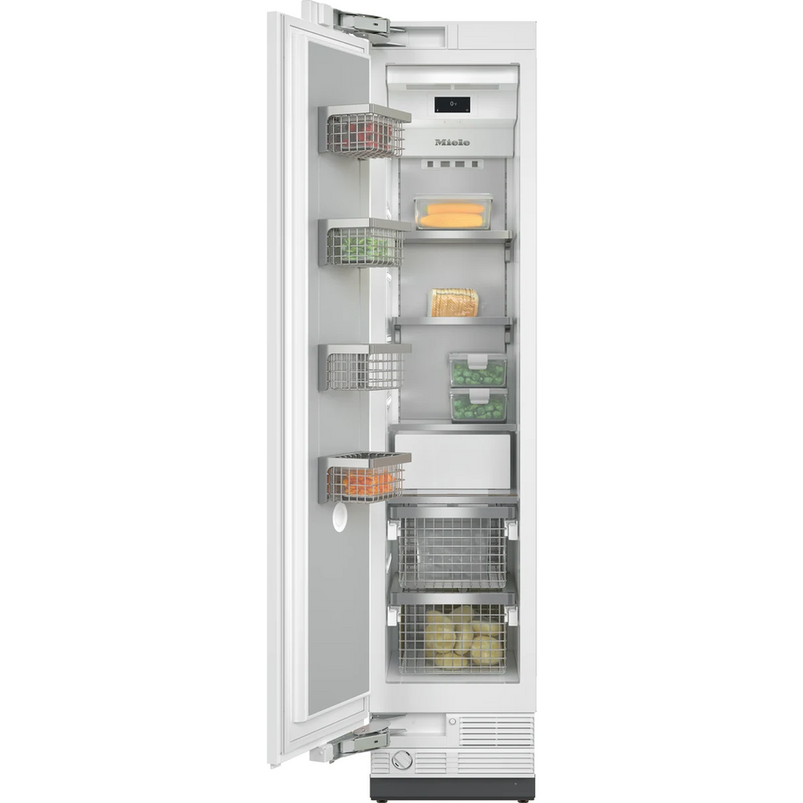 Miele 18 Inch Built-In Smart Freezer Column with WifiConnect, DynaCool, Push2open, IceMaker with No Ice Dispenser, MasterFresh, SuperCool, Active AirClean Filter, BrilliantLight, and MasterSensor F2412VI - New in Box